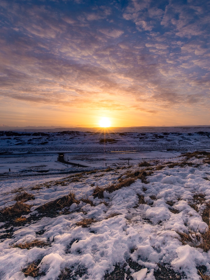 lever de soleil islande du sud en hiver