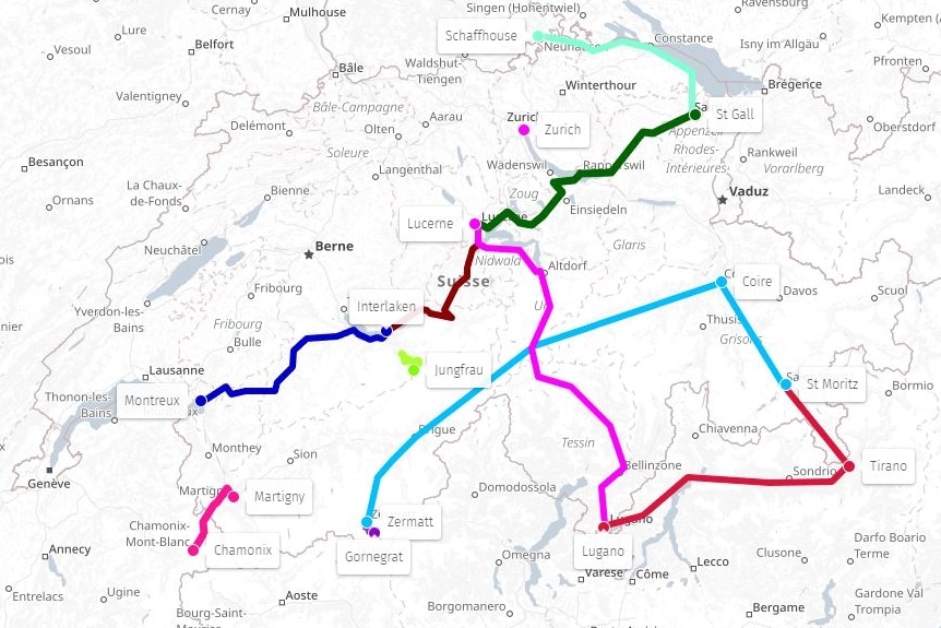 réseau des trains panoramiques en suisse
